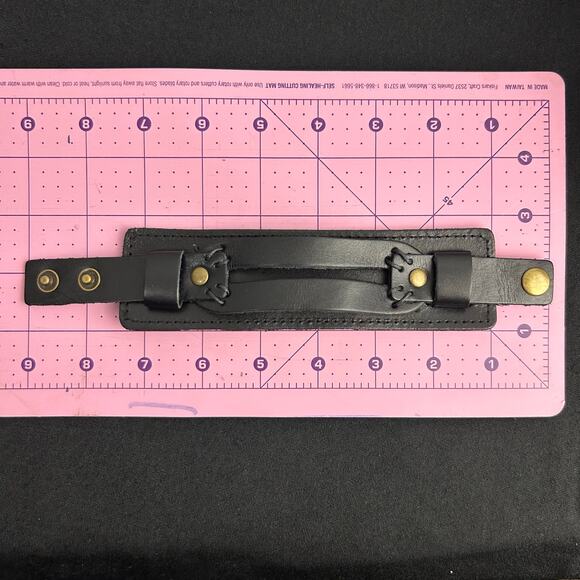 Black Leather Adjustable Snap Cuff Bracelet - Picture 9 of 9